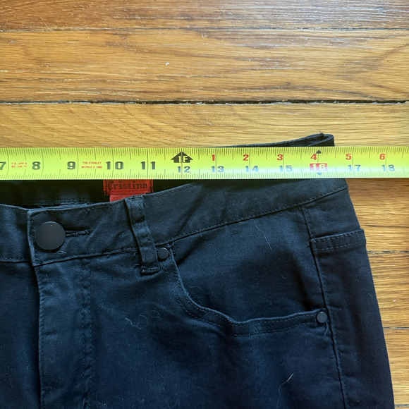 V Christina Black Jeans with Beaded Fringe Ankle Cropped Size 12 - Picture 5 of 9